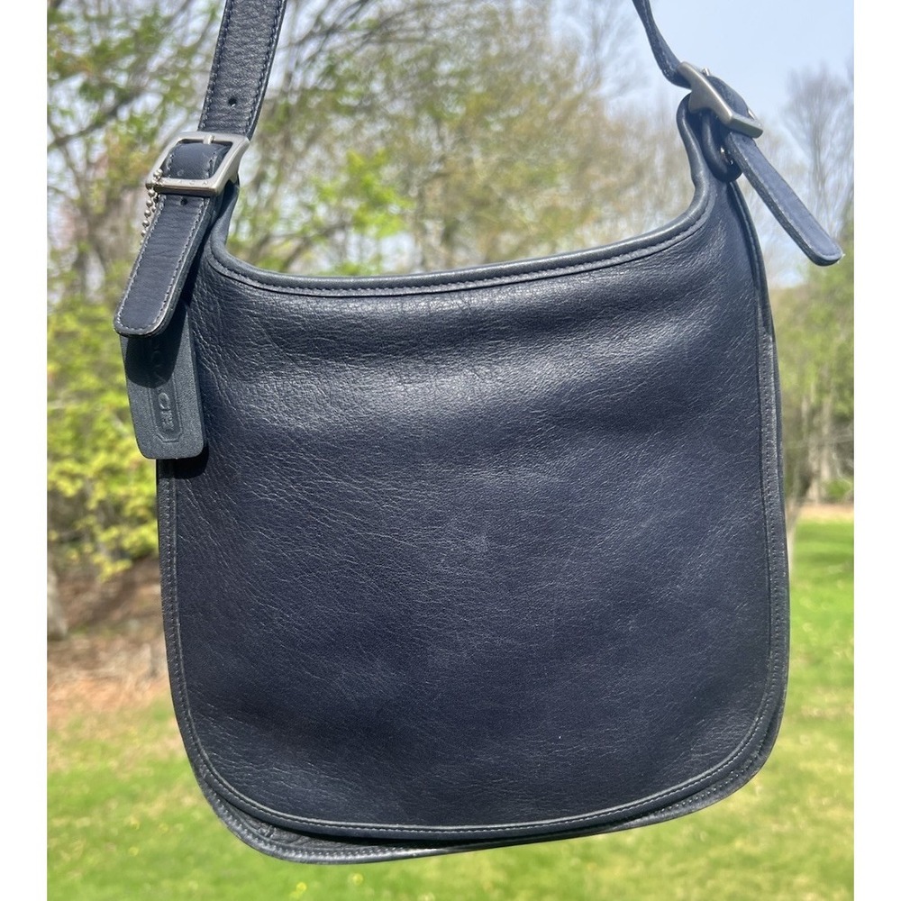 Vintage COACH 9131 Legacy Saddle Black Leather Flap Crossbody Shoulder Bag READ